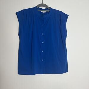 Calvin Klein Women’s Boxy Top Women’s Button Up Blue Top Size S